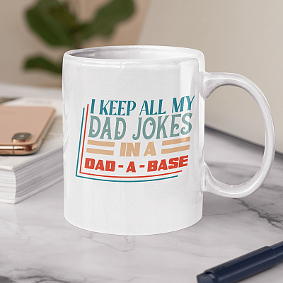 I Keep All My Dad Jokes In A Dad-A-Base Coffee Mug - Funny Dad Jokes Travel Bottle - Dad Life Mug