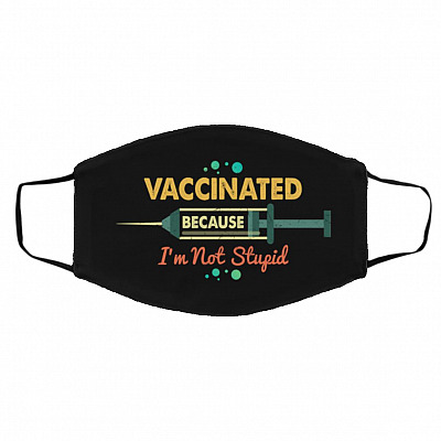 Funny Vaccinated Mask Vaccinated, Black, Cloth Face Cover – Medium/Large