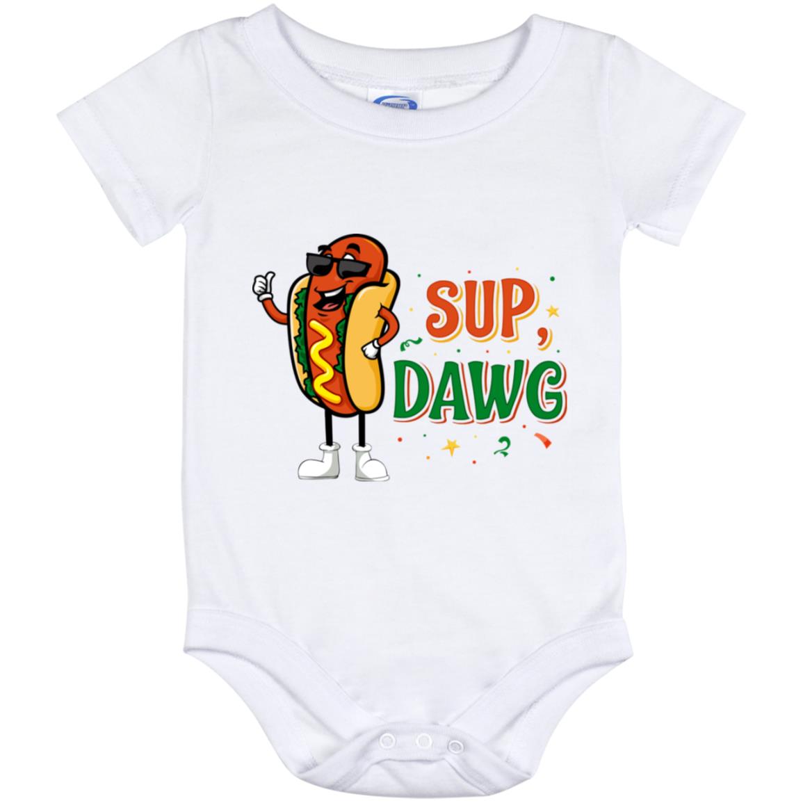 Funny Sup-Dawg BABY ONESIE, White, Baby Onesie - 12 Month