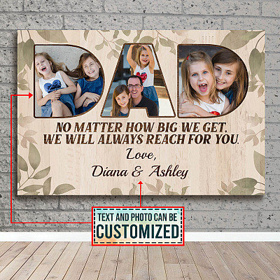 Alternative view of Personalized Custom Photo No Matter How Big We Get We Will Always Reach For You Framed Canvas - Unframed Poster