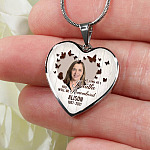 Personalized Photo In Loving Memory As Long As I Breathe You Will Be Remember Heart Pendant Necklace - Bangle
