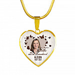 Personalized Photo In Loving Memory As Long As I Breathe You Will Be Remember Heart Pendant Necklace - Bangle