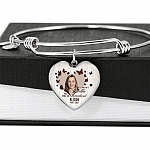Personalized Photo In Loving Memory As Long As I Breathe You Will Be Remember Heart Pendant Necklace - Bangle