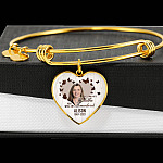 Personalized Photo In Loving Memory As Long As I Breathe You Will Be Remember Heart Pendant Necklace - Bangle