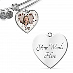 Personalized Photo In Loving Memory As Long As I Breathe You Will Be Remember Heart Pendant Necklace - Bangle