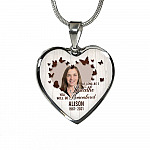 Personalized Photo In Loving Memory As Long As I Breathe You Will Be Remember Heart Pendant Necklace - Bangle
