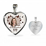 Personalized Photo In Loving Memory As Long As I Breathe You Will Be Remember Heart Pendant Necklace - Bangle