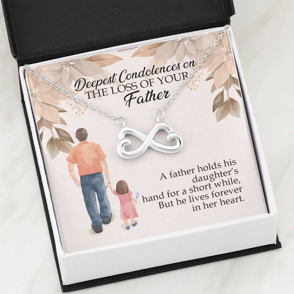 Dad Memorial a Father Holds His Daughter's Hand for a Short While Infinity Heart Pendant Necklace