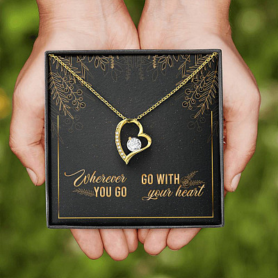 Graduation Gift for Daughter Wherever You Go Go with Your Heart Forever Love Pendant Necklace