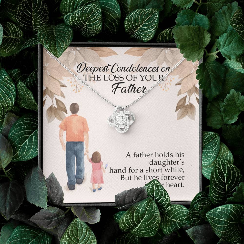 Dad Memorial a Father Holds His Daughter's Hand for a Short While Love Knot Pendant Necklace Dad Memorial a Father Holds His Daughter's Hand for a Short While Love Knot Pendant Necklace