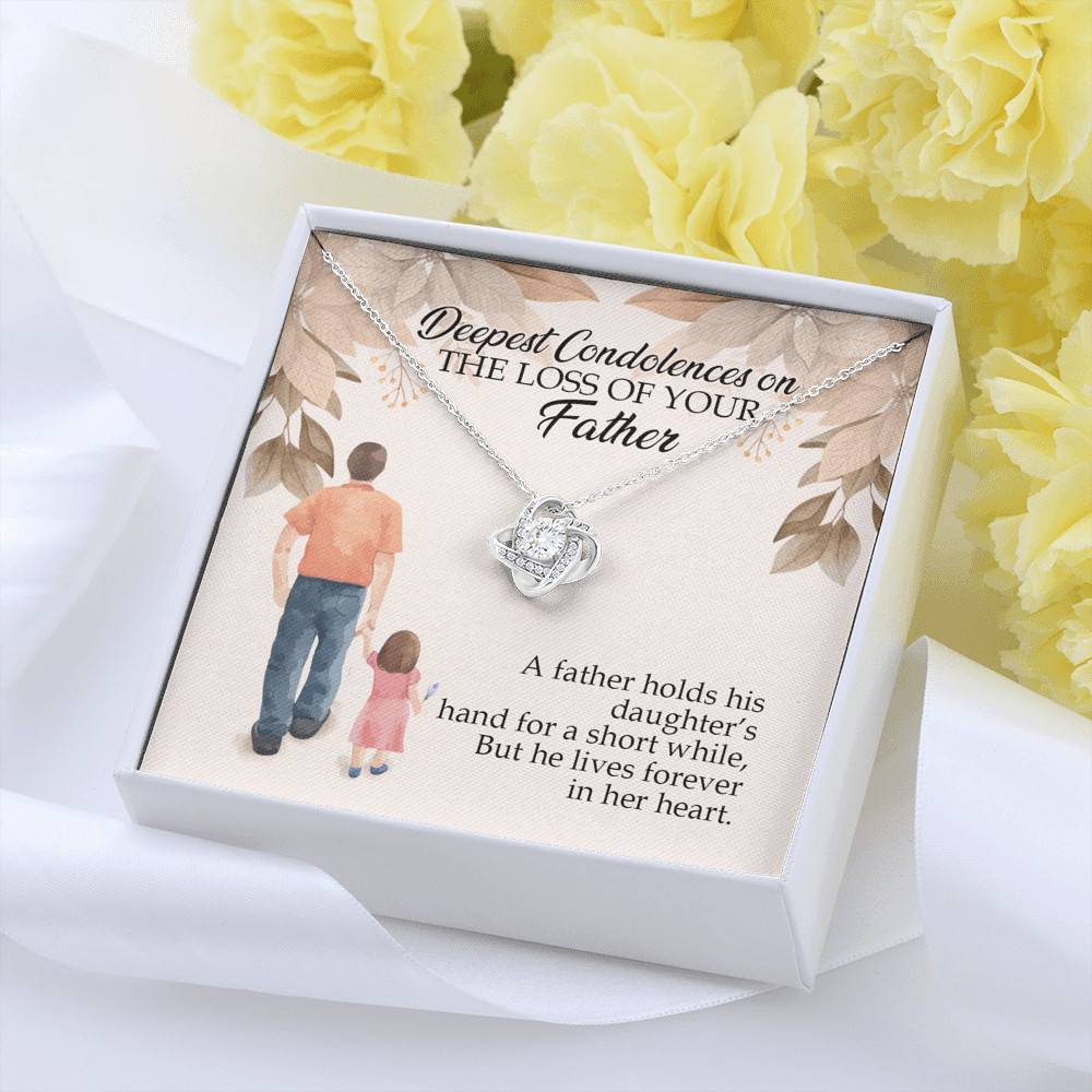 Dad Memorial a Father Holds His Daughter's Hand for a Short While Love Knot Pendant Necklace Dad Memorial a Father Holds His Daughter's Hand for a Short While Love Knot Pendant Necklace
