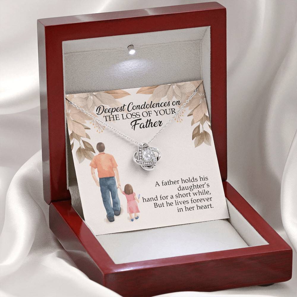 Dad Memorial a Father Holds His Daughter's Hand for a Short While Love Knot Pendant Necklace Dad Memorial a Father Holds His Daughter's Hand for a Short While Love Knot Pendant Necklace