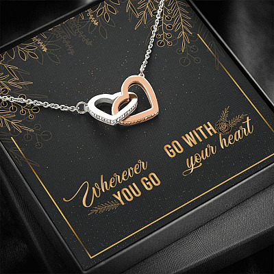 Graduation Gift for Daughter Wherever You Go Go with Your Heart Interlocking Heart Pendant Necklace