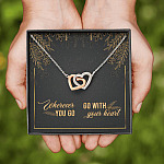 Graduation Gift for Daughter Wherever You Go Go with Your Heart Interlocking Heart Pendant Necklace