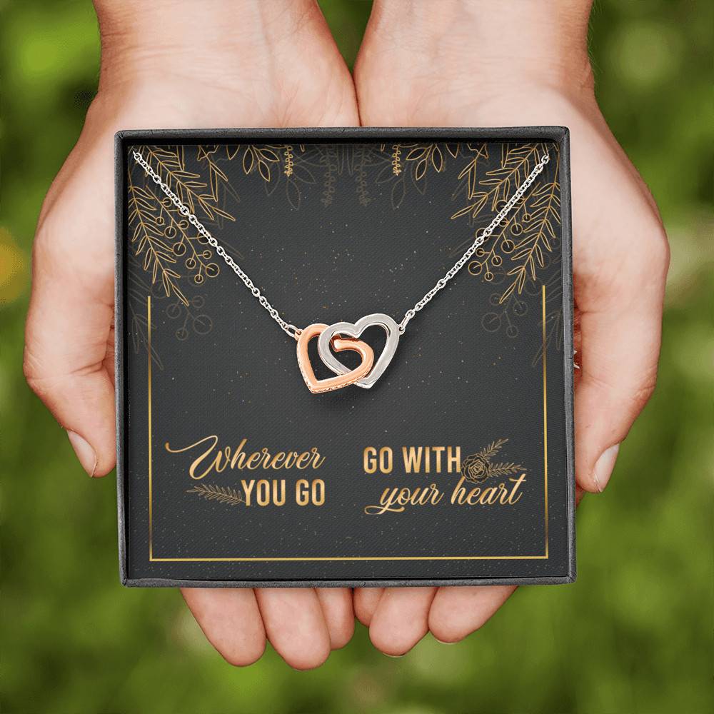 Graduation Gift for Daughter Wherever You Go Go with Your Heart Interlocking Heart Pendant Necklace
