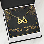 Graduation Gift for Daughter Wherever You Go Go with Your Heart Interlocking Heart Pendant Necklace