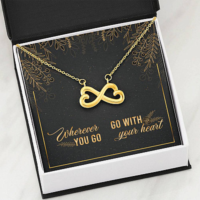 Graduation Gift for Daughter Wherever You Go Go with Your Heart Interlocking Heart Pendant Necklace