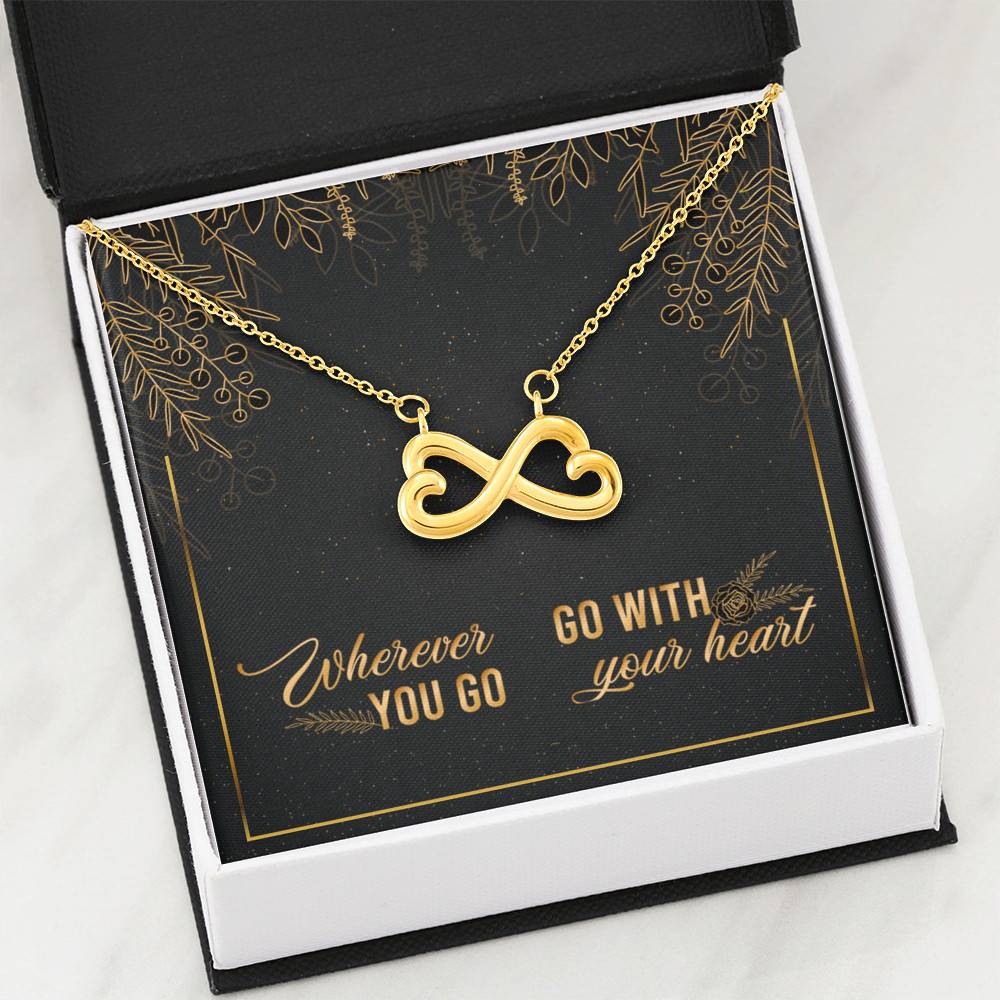 Graduation Gift for Daughter Wherever You Go Go with Your Heart Interlocking Heart Pendant Necklace