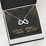 Graduation Gift for Daughter Wherever You Go Go with Your Heart Interlocking Heart Pendant Necklace
