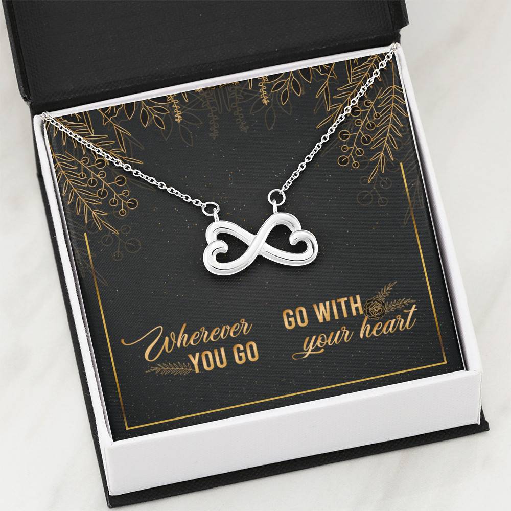 Graduation Gift for Daughter Wherever You Go Go with Your Heart Interlocking Heart Pendant Necklace