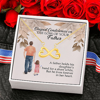 Dad Memorial a Father Holds His Daughter's Hand for a Short While Infinity Heart Pendant Necklace