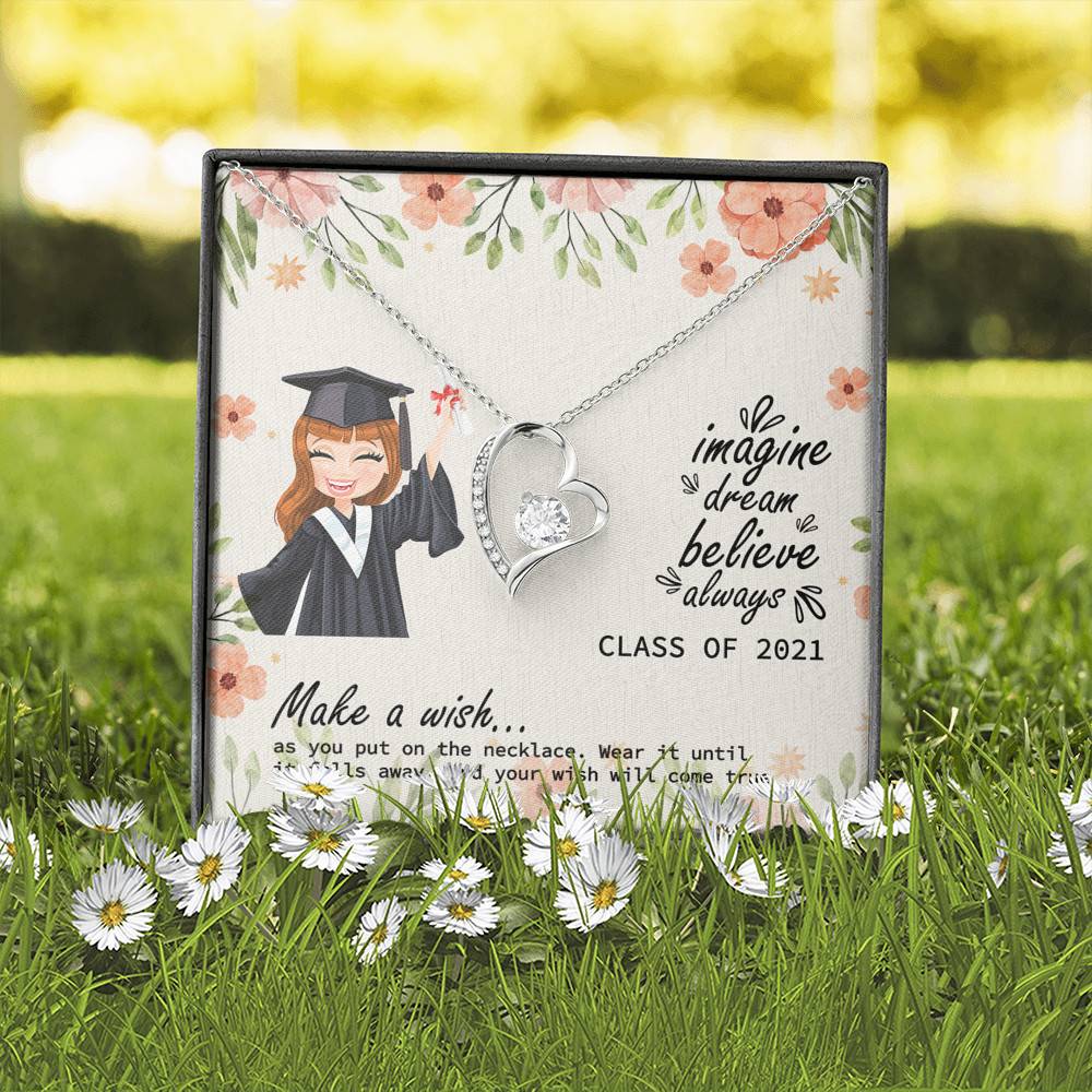Graduation Gift Class of 2021 Make a Wish and Put on Your Necklace Forever Love Pendant Necklace
