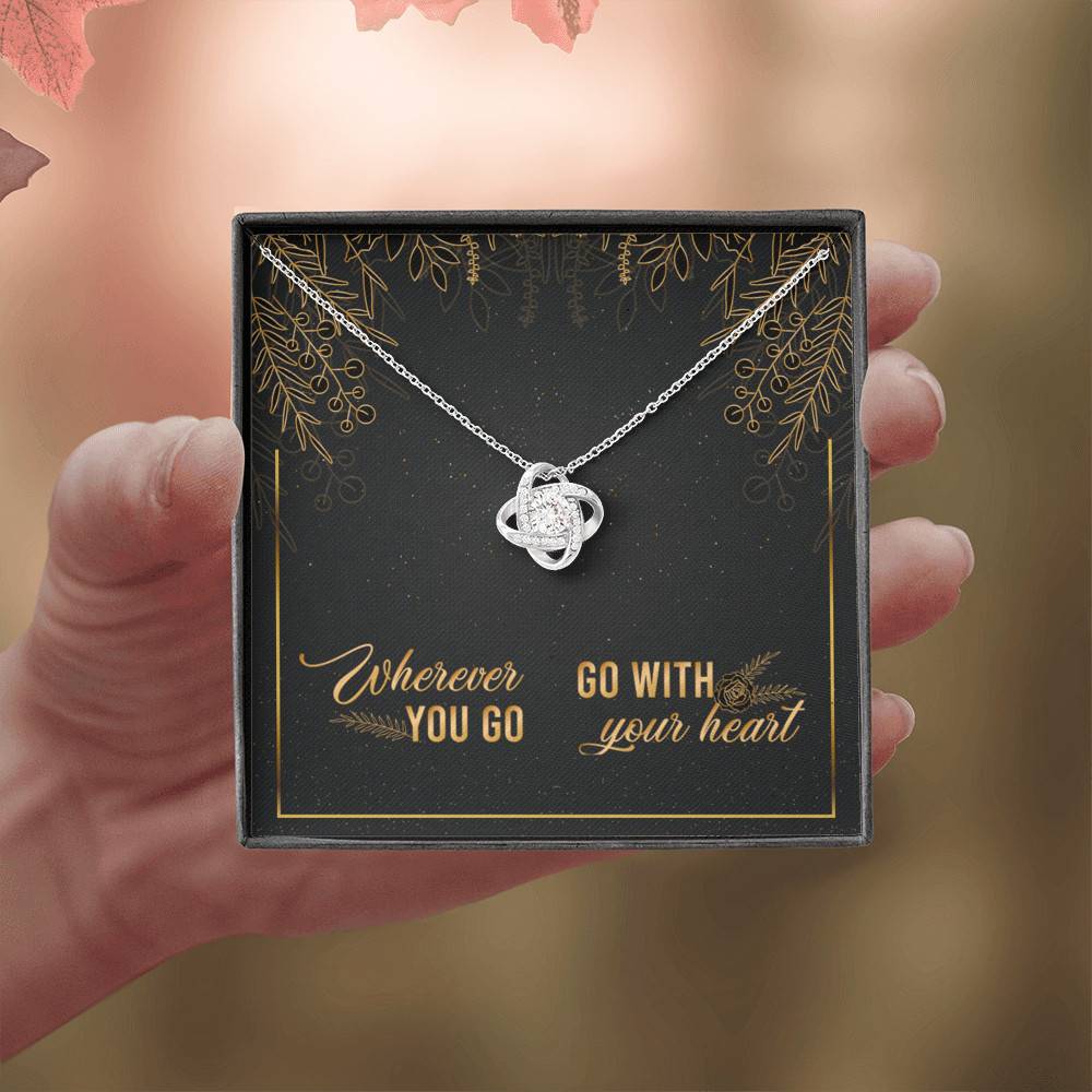 Graduation Gift for Daughter Wherever You Go Go with Your Heart Love Knot Pendant Necklace Graduation Gift for Daughter Wherever You Go Go with Your Heart Love Knot Pendant Necklace