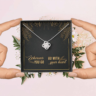 Graduation Gift for Daughter Wherever You Go Go with Your Heart Love Knot Pendant Necklace