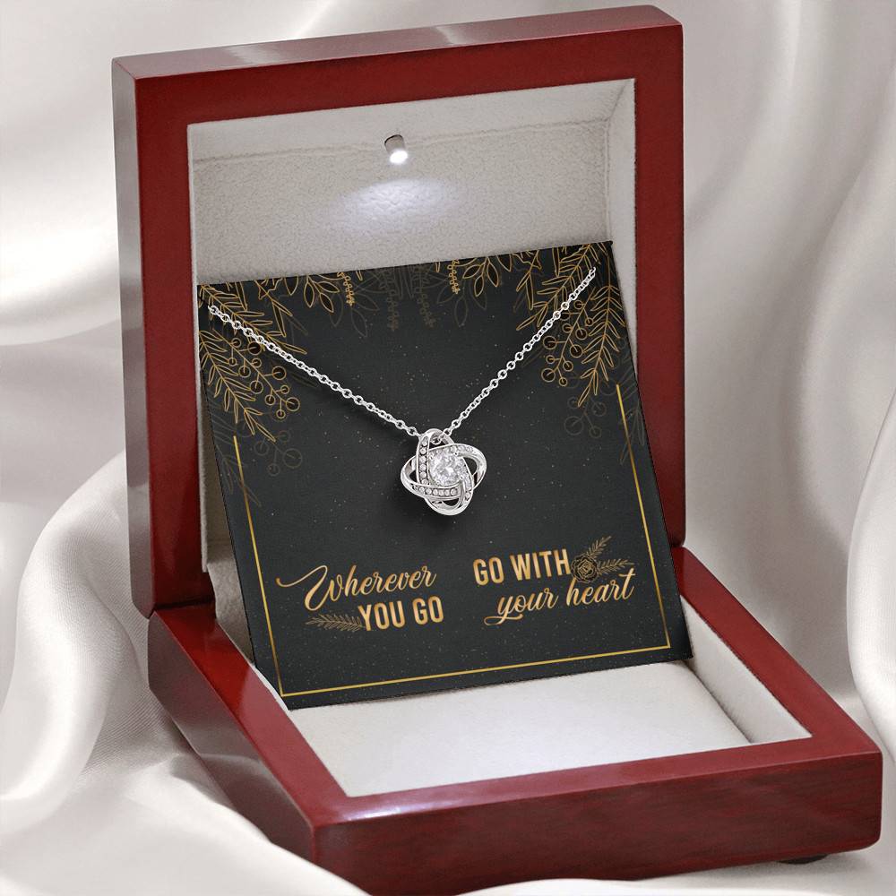 Graduation Gift for Daughter Wherever You Go Go with Your Heart Love Knot Pendant Necklace Graduation Gift for Daughter Wherever You Go Go with Your Heart Love Knot Pendant Necklace