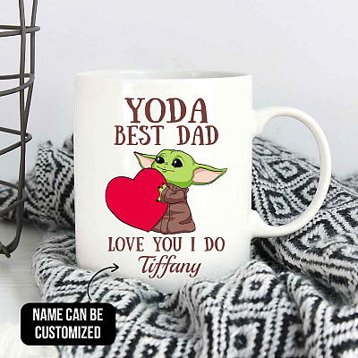 Alternative view of Personalized Yoda Best Dad Love You I Do Ceramic Coffee Mug - Beer Stein - Water Bottle - Color Changing Mug