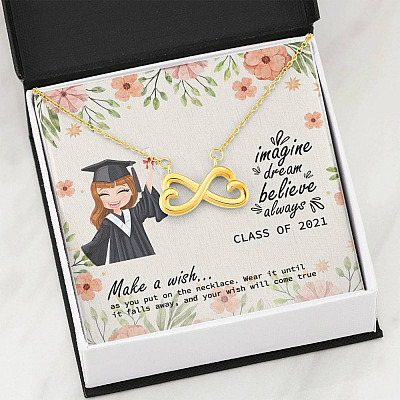 Graduation Gift Class of 2021 Make a Wish and Put on Your Necklace Infinity Heart Pendant Necklace