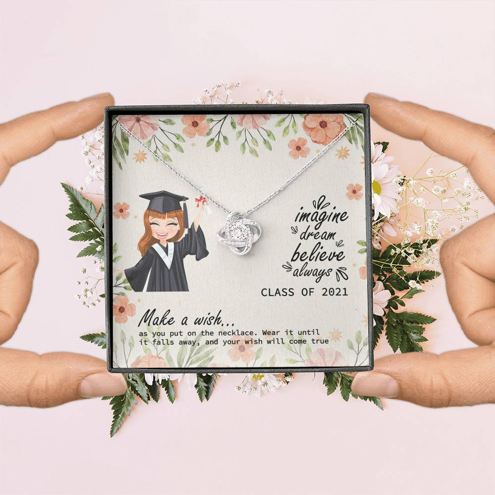 Graduation Gift Class of 2021 Make a Wish and Put on Your Necklace Love Knot Pendant Necklace Graduation Gift Class of 2021 Make a Wish and Put on Your Necklace Love Knot Pendant Necklace