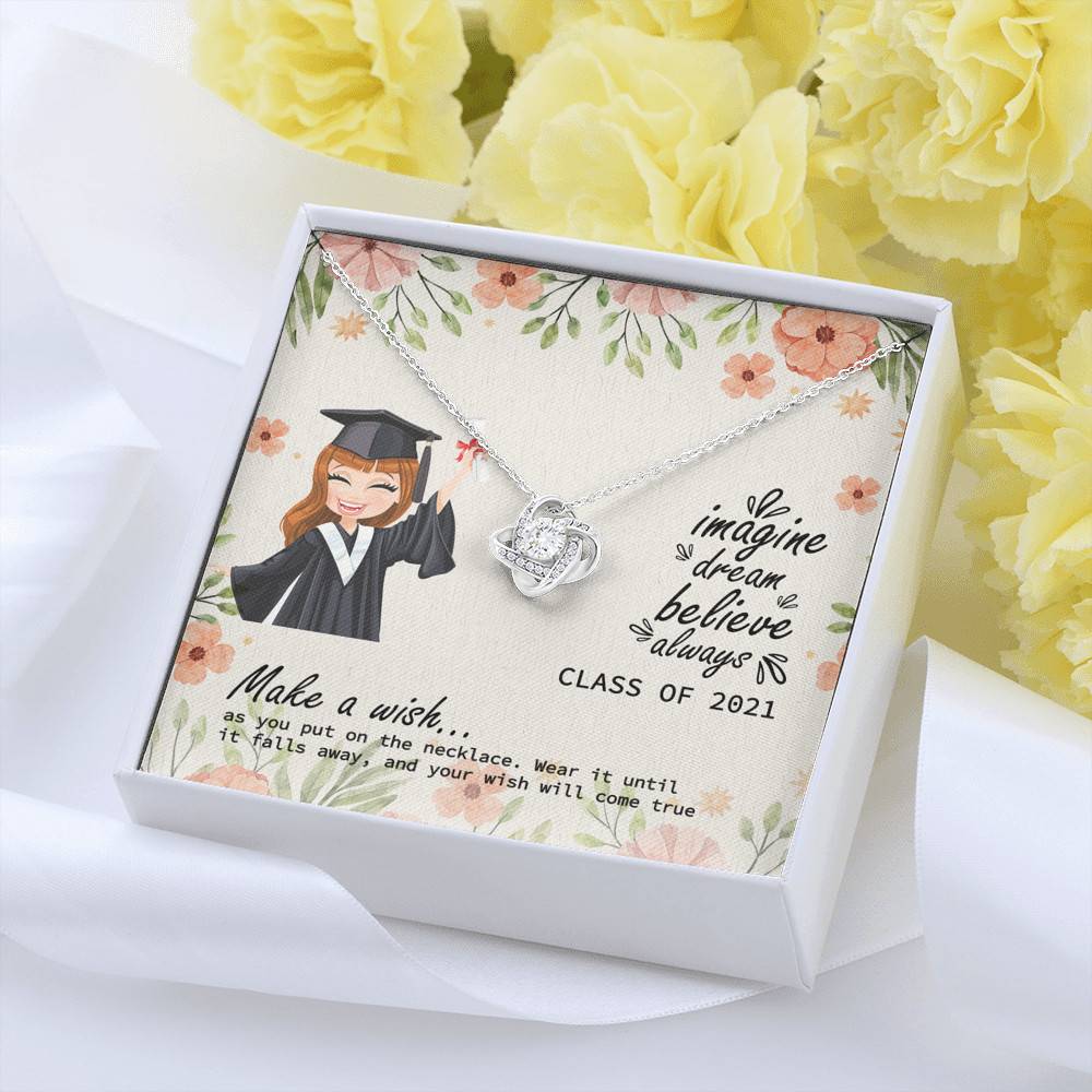 Graduation Gift Class of 2021 Make a Wish and Put on Your Necklace Love Knot Pendant Necklace Graduation Gift Class of 2021 Make a Wish and Put on Your Necklace Love Knot Pendant Necklace