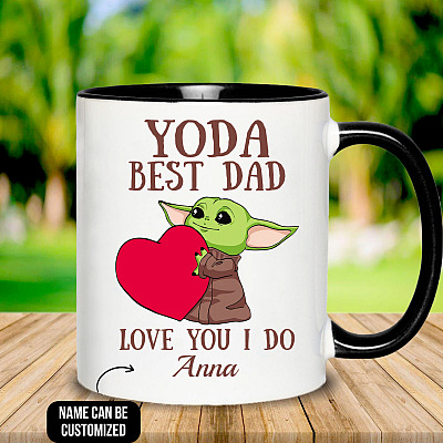 Personalized Yoda Best Dad Love You I Do Accent Mug - Ceramic Coffee Mug - Yoda Father's Day Gift