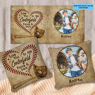 Personalized Photo To My Baseball Dad Love You To The Centerfield Fence and Back Decorative Pillow - Cushion