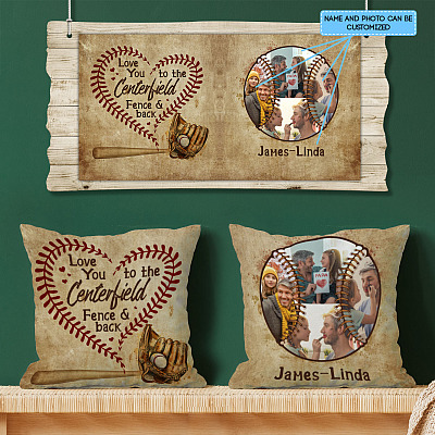 Alternative view of Personalized Photo To My Baseball Dad Love You To The Centerfield Fence and Back Decorative Pillow - Cushion