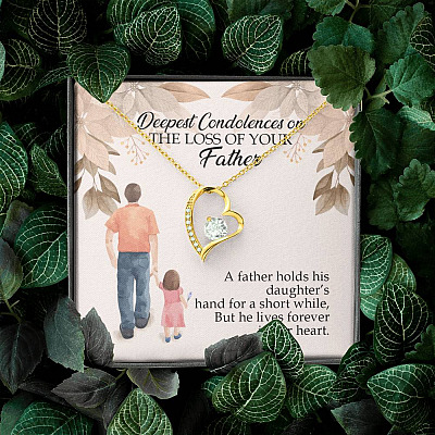 Dad Memorial a Father Holds His Daughter's Hand for a Short While Forever Love Pendant Necklace