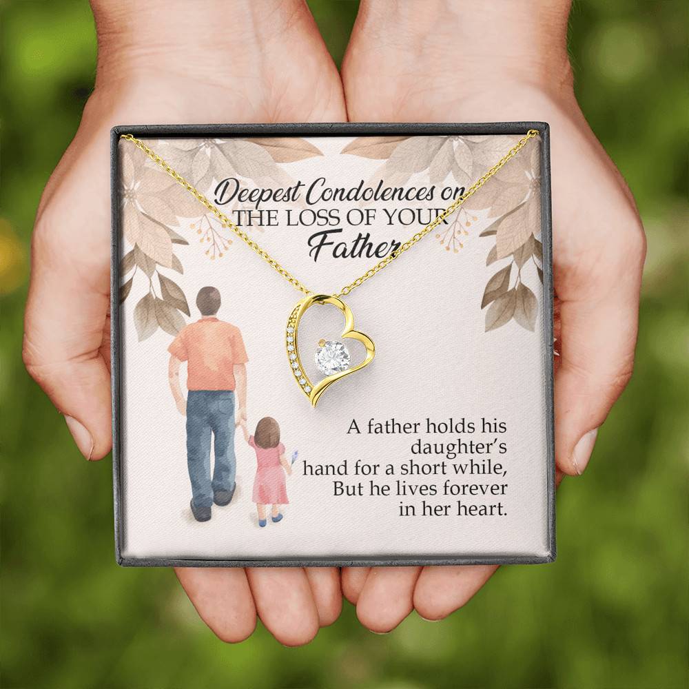 Dad Memorial a Father Holds His Daughter's Hand for a Short While Forever Love Pendant Necklace