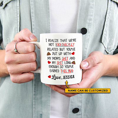 Alternative view of Personalized Happy Fathers Day I Realize That We're Not Biologically Mug - Beer Stein - Water Bottle