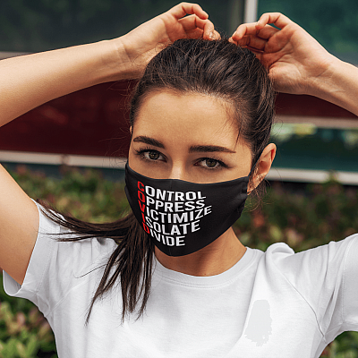 Alternative view of Covid Control Oppress Victimize Isolate Divide Washable Reusable Custom Printed Cloth Face Mask Cover