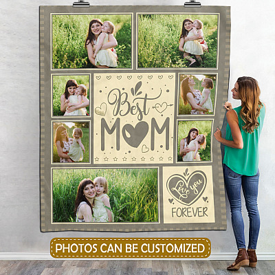 Custom Photo Best Mom Love You Forever Fleece Blanket - Mink Sherpa Blanket - Woven Blanket