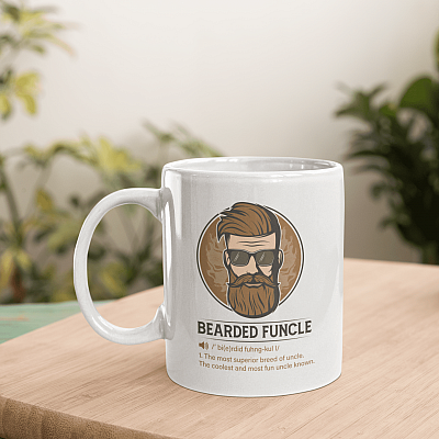 Alternative view of Bearded Funcle Coolest And Most Fun Uncle Known Coffee Mug - Beer Stein - Water Bottle - Color Changing Mug