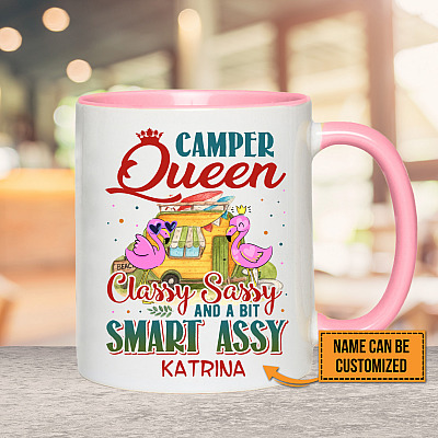 Alternative view of Personalized Camper Queen Classy Sassy And A Bit Smart Assy Accent Ceramic Coffee Mug