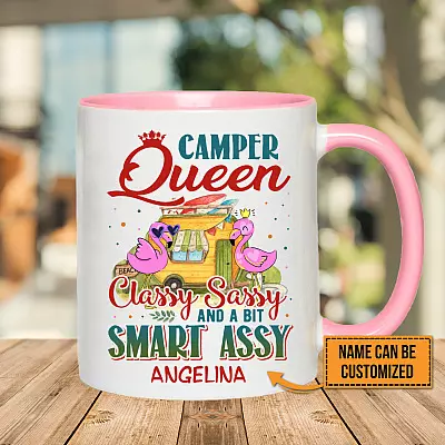 Personalized Camper Queen Classy Sassy And A Bit Smart Assy Accent Ceramic Coffee Mug