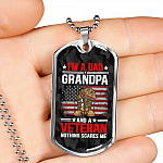 I'm A Dad Grandpa And A Veteran Nothing Scares Me Dog Tag Pendant Necklace - Grandpa Veteran Gifts