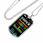 Super Daddio Dog Tag Pendant Necklace - Funny Gaming Dad Gift