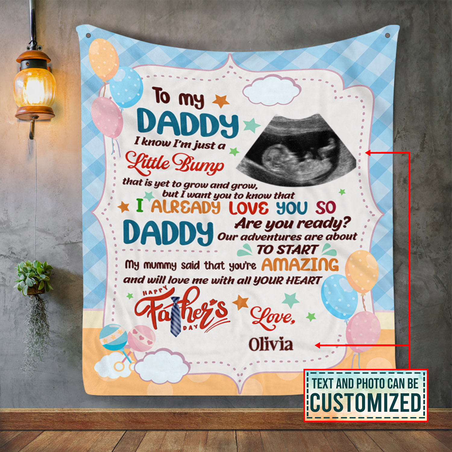 1VT. To My Daddy Just A Little Bump Blanket mk2