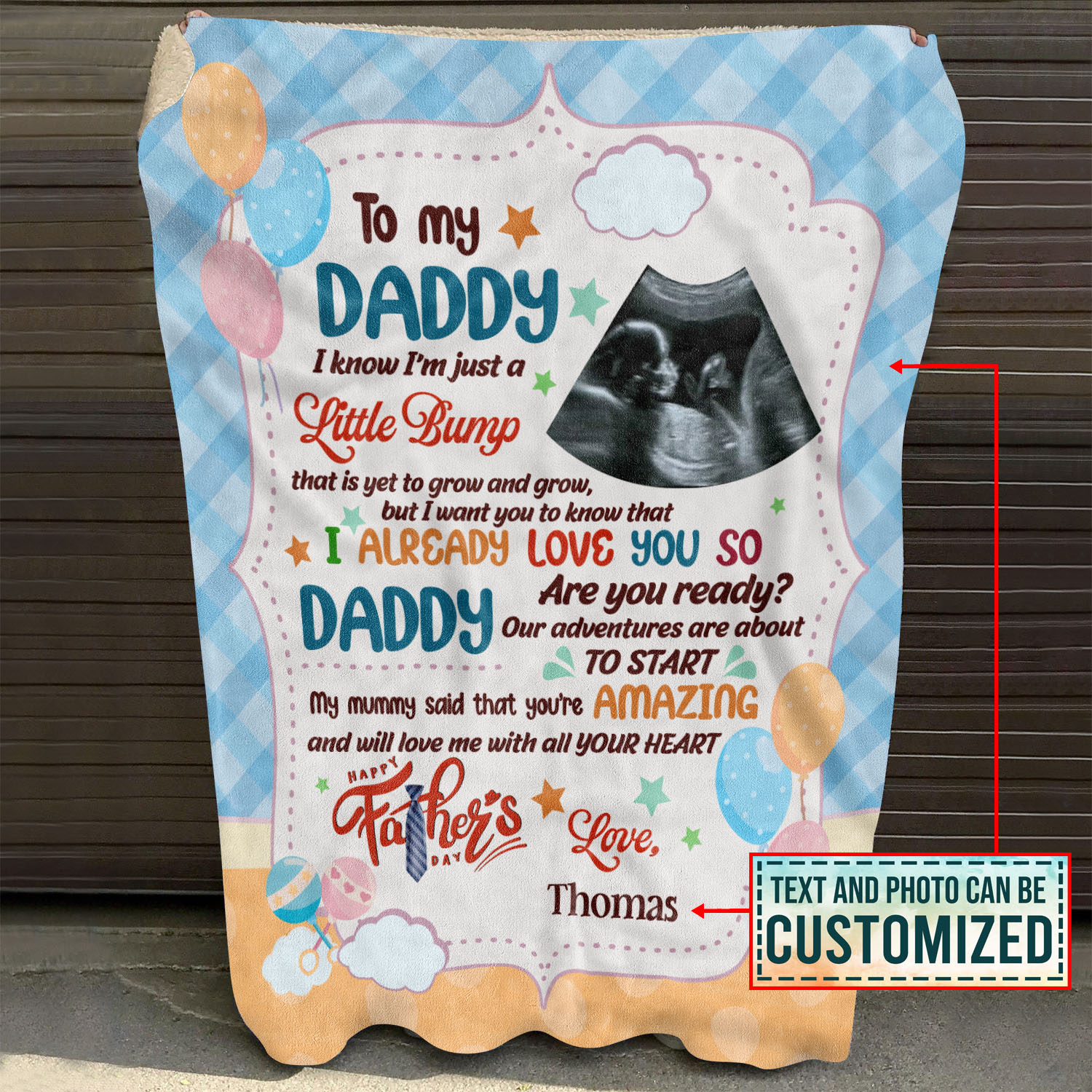 1VT. To My Daddy Just A Little Bump Blanket mk3