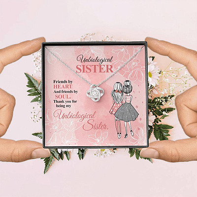 Unbiological Sister Friends by Heart and Friends by Soul Friendship Love Knot Pendant Necklace