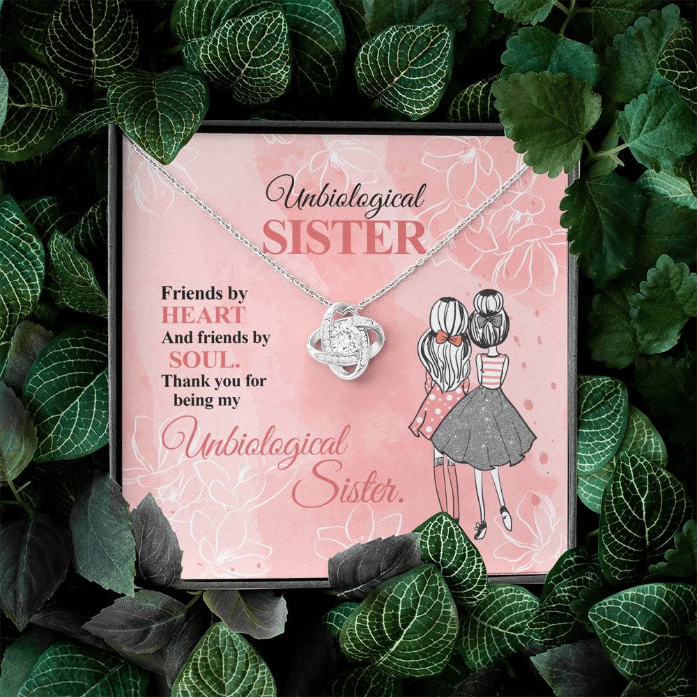 Unbiological Sister Friends by Heart and Friends by Soul Friendship Love Knot Pendant Necklace
